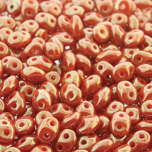 Opaque Orange/Red Luster Superduo Beads