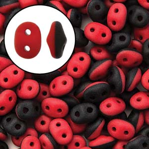 Duet Red Black Matte Opaque Superduo Beads