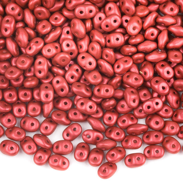 Red Lava On Chalk Superduo Beads