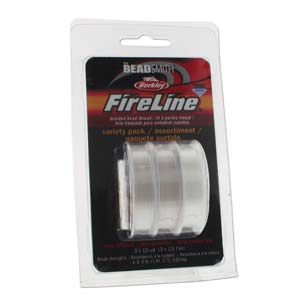 Fireline Premium Beading Thread - Crystal 3pk with 4 lb., 6 lb., 8 lb. Sizes 15 Yards Per Spool