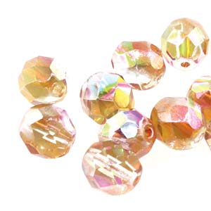 4MM Crystal Orange Rainbow Czech Glass Fire Polished Beads
