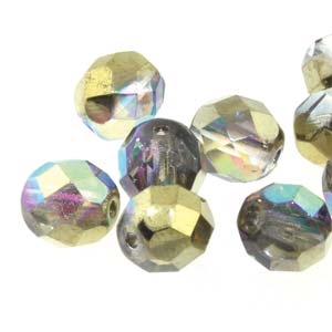 6MM Round Crystal Golden Rainbow Czech Glass Fire Polished Beads