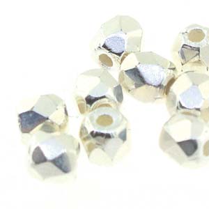 3MM Silver Plated Czech Glass Fire Polished Beads