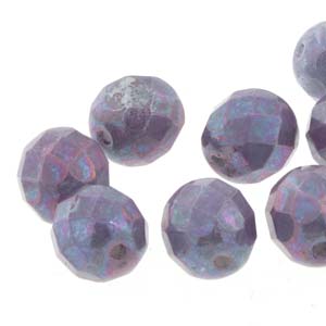 6MM Round Nebula Chalk Czech Glass Fire Polished Beads