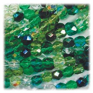 6MM Round Evergreen Mix Czech Glass Fire Polished Beads