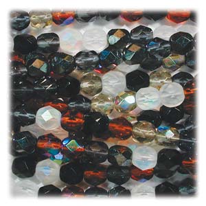 6MM Round Pebblestone Mix Czech Glass Fire Polished Beads