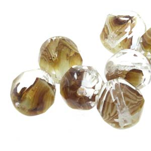 6MM Round Light Brown Tortoise Shell Czech Glass Fire Polished Beads