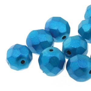 6MM Round Metalust Turquoise Czech Glass Fire Polished Beads