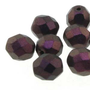 6MM Round Polychrome Purple Bronze Czech Glass Fire Polished Beads