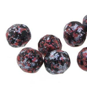 6MM Round Tweedy Red Czech Glass Fire Polished Beads