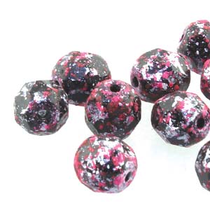 6MM Round Tweedy Pink Czech Glass Fire Polished Beads