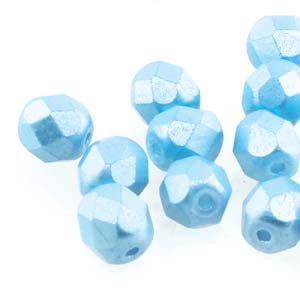6MM Round Pastel Aqua Czech Glass Fire Polished Beads