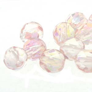 6MM Round Pink Ice Czech Glass Fire Polished Beads