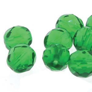 6MM Round Emerald Czech Glass Fire Polished Beads