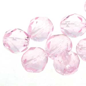 6MM Round Pink Czech Glass Fire Polished Beads