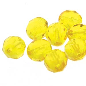 6MM Round Yellow Amber Czech Glass Fire Polished Beads