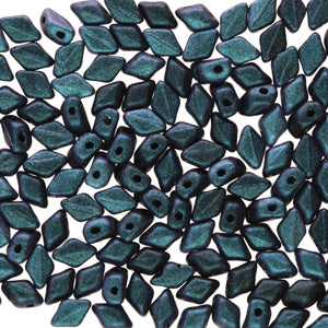 Mini Gemduo 6X4mm Polychrome Chameleon Emerald Beads