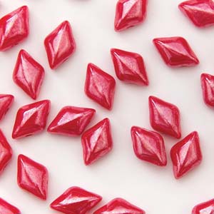 GemDUO 8X5mm Coral Red Luster Beads