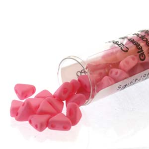 Opaque Rose Silk Matte Kheops par Puca Beads