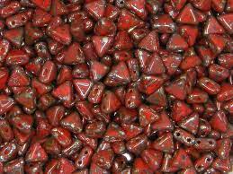 Coral Red Picasso Kheops par Puca Beads