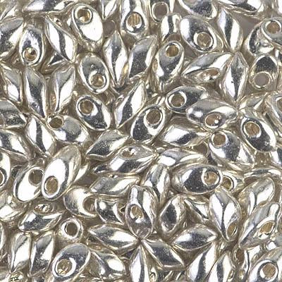 Silver Lined Galvanized Silver Miyuki Long Magatama Beads  4x7mm