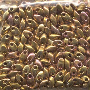 24kt Gold Iris Miyuki Long Magatama Beads  4x7mm