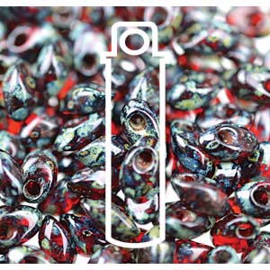 Picasso Garnet Transparent Miyuki Long Magatama Beads  4x7mm