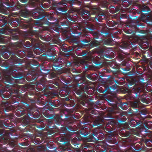 Fuchsia Lined Aqua AB Miyuki Magatama Beads 4mm