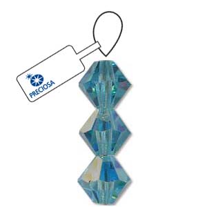 Aqua AB Preciosa Crystal Bicone Beads