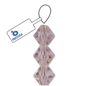 Pink Sapphire AB Preciosa Crystal Bicone Beads
