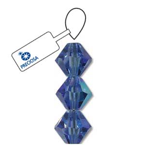Sapphire AB Preciosa Crystal Bicone Beads