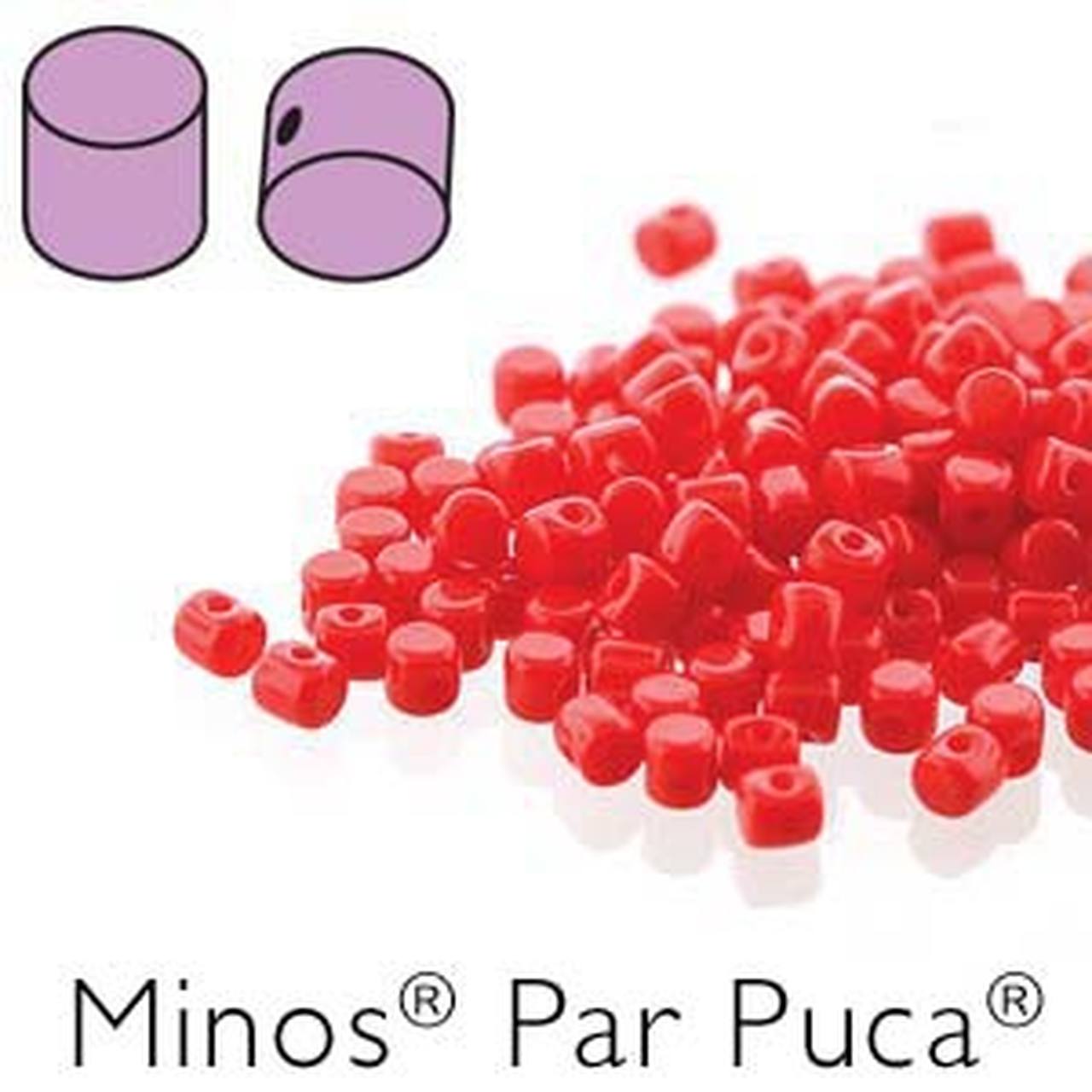 Opaque Coral Red Minos par Puca Beads