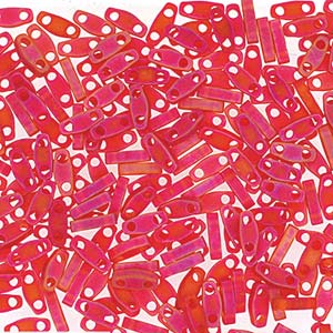 Matte Transparent Red Orange AB Miyuki Tila Seed Beads - Quarter Cut