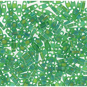 Matte Transparent Green AB Miyuki Tila Seed Beads - Quarter Cut