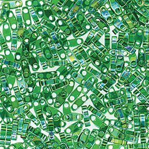 Transparent Green AB Miyuki Tila Seed Beads - Quarter Cut