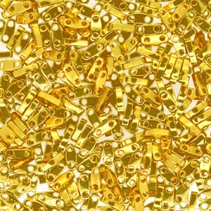 Bright 24Kt Gold Plated Miyuki Tila Seed Beads - Quarter Cut