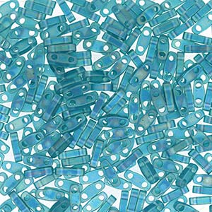 Matte Transparent Teal AB Miyuki Tila Seed Beads - Quarter Cut
