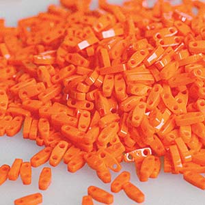 Opaque Orange Miyuki Tila Seed Beads - Quarter Cut
