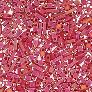 Matte Opaque Red AB Miyuki Tila Seed Beads - Quarter Cut