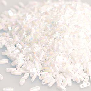 Pearl White Opaque Miyuki Tila Seed Beads - Quarter Cut