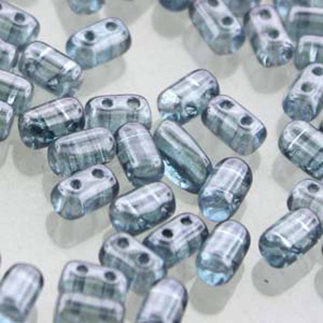 Crystal Blue Luster Czech Glass Rulla Beads