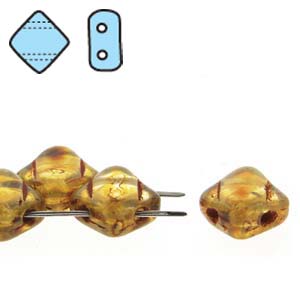 Crystal Travertine 6mm 2 Hole Czech Silky Beads