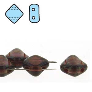 Dark Amethyst Travertine 6mm 2 Hole Czech Silky Beads