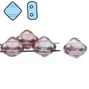 Alexandrite Pink Luster 6mm 2 Hole Czech Silky Beads
