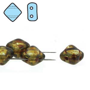 Alexandrite Travertine 6mm 2 Hole Czech Silky Beads