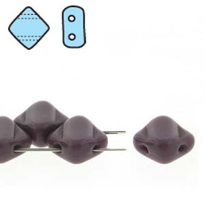 Opaque Purple 6mm 2 Hole Czech Silky Beads