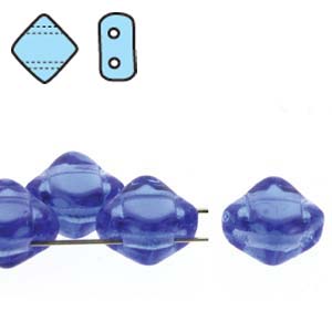 Sapphire 6mm 2 Hole Czech Silky Beads