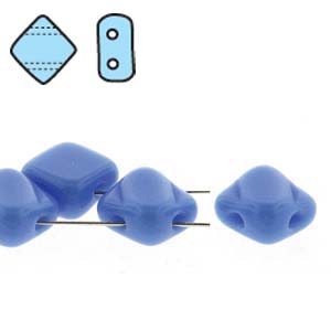 Blue Opaque 6mm 2 Hole Czech Silky Beads