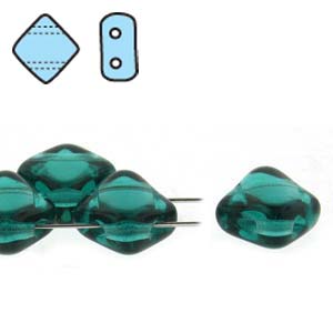 Green Zircon 6mm 2 Hole Czech Silky Beads