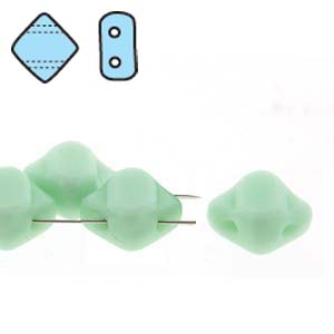 Turquoise 6mm 2 Hole Czech Silky Beads